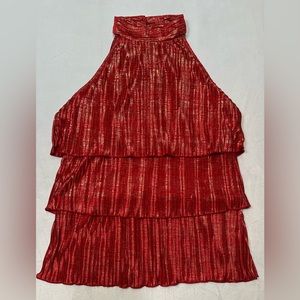 Red and Gold Foiled Women's Blouse in Size Medium‎